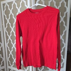 Cat & Jack Bright Red Crew Neck Sweater with Fine Knit Texture